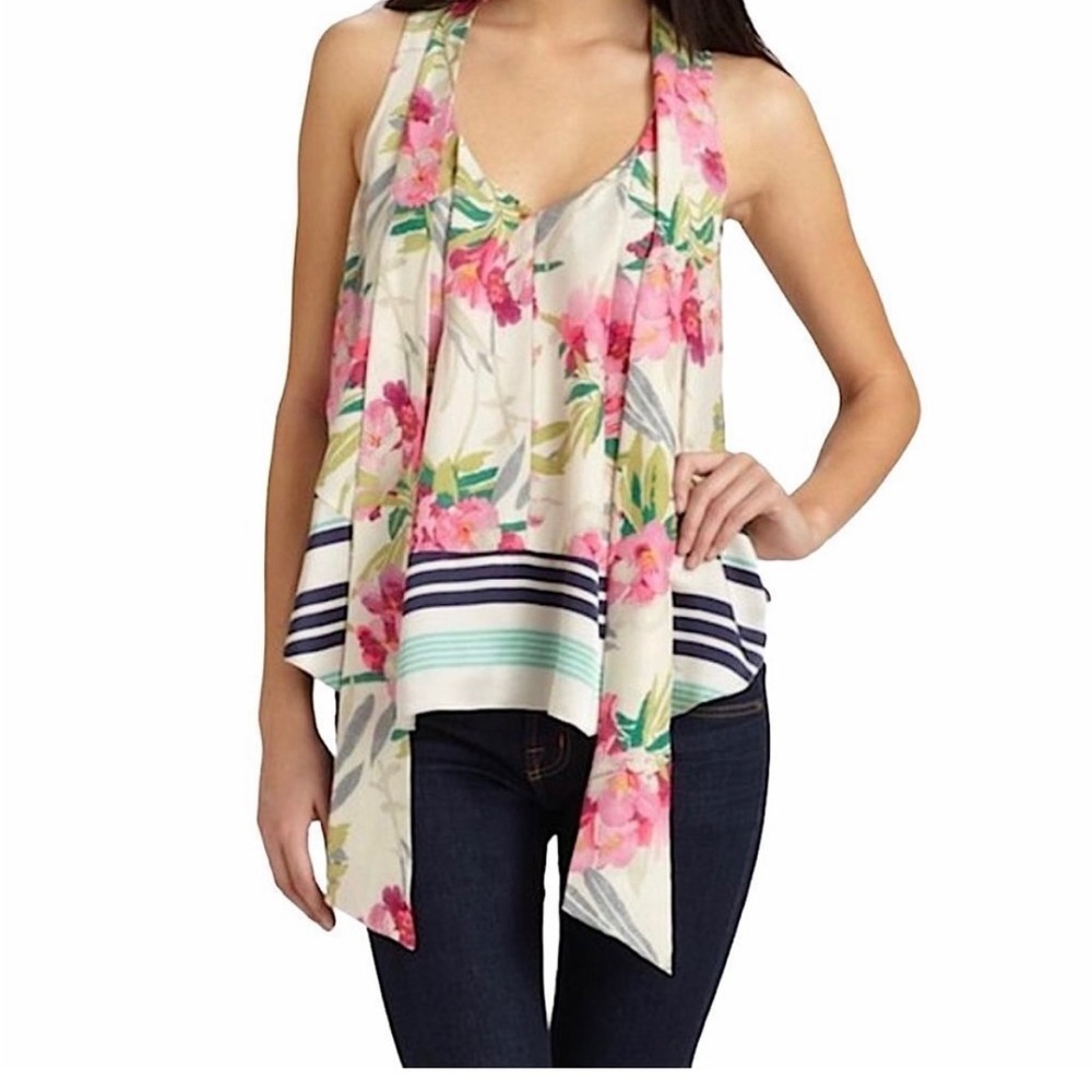 Elizabeth and James Owen floral silk tie neck top size S